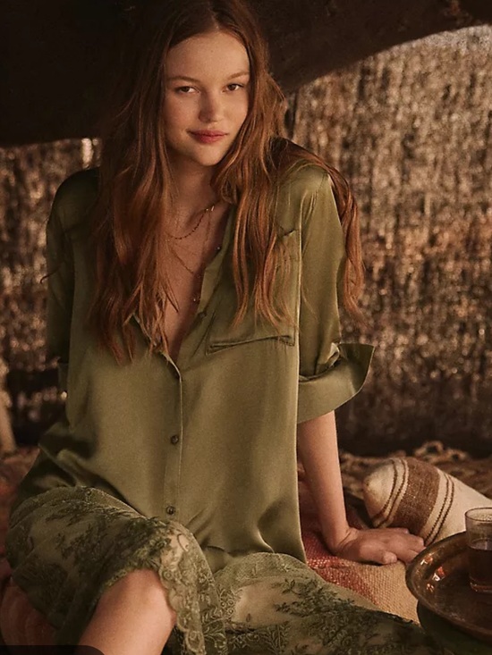 Anthropologie Dresses & Skirts - Anthropologie Lace Mix Twofer Satin Maxi Dress olive green satin button-down M